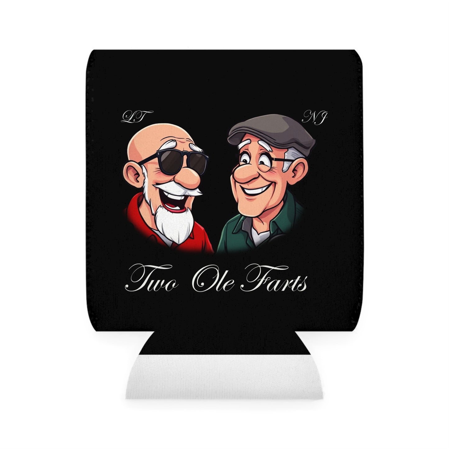 Funny Two Ole Farts Can Cooler Sleeve for Friends (Black)