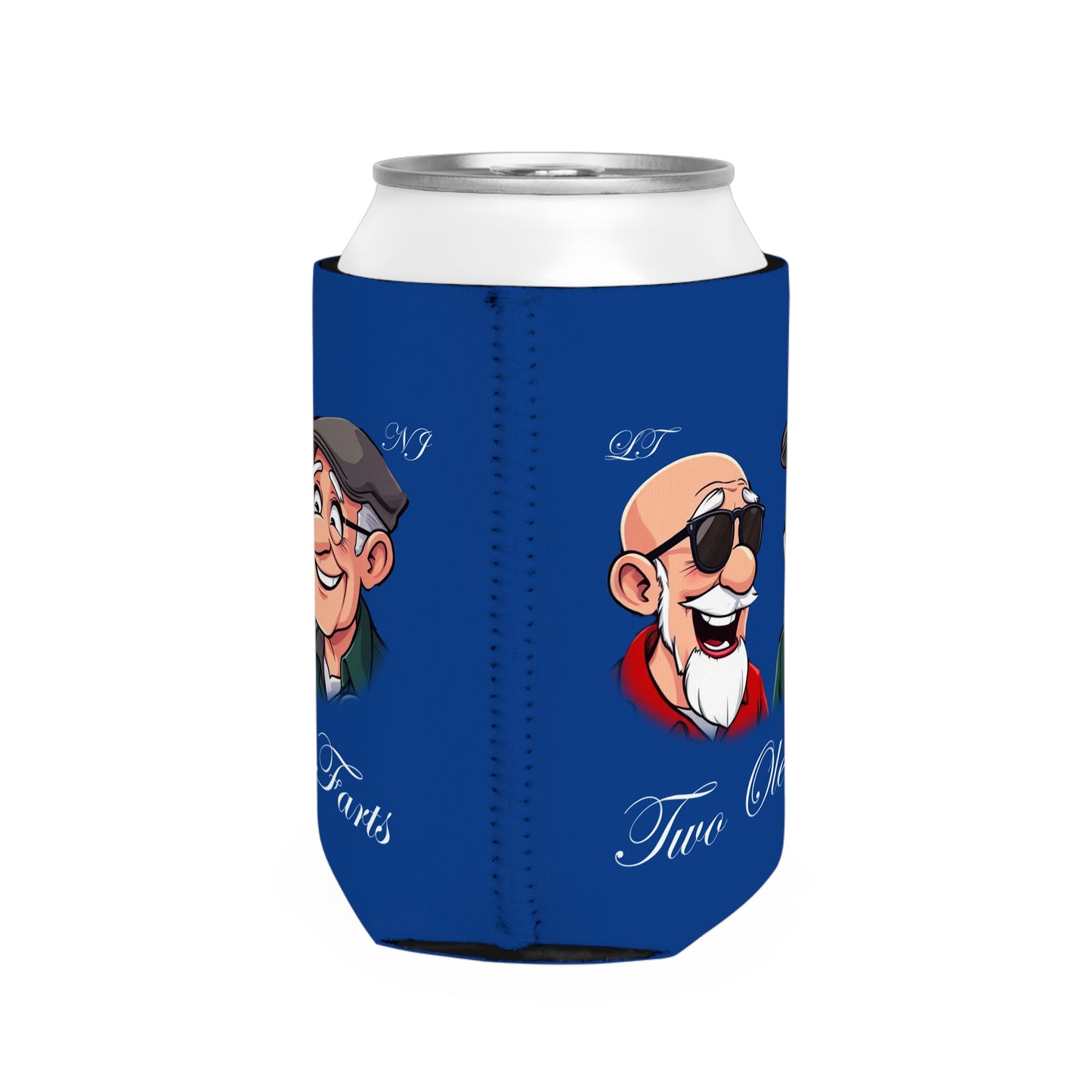 Funny Two Ole Farts Can Cooler Sleeve for Friends (Blue)