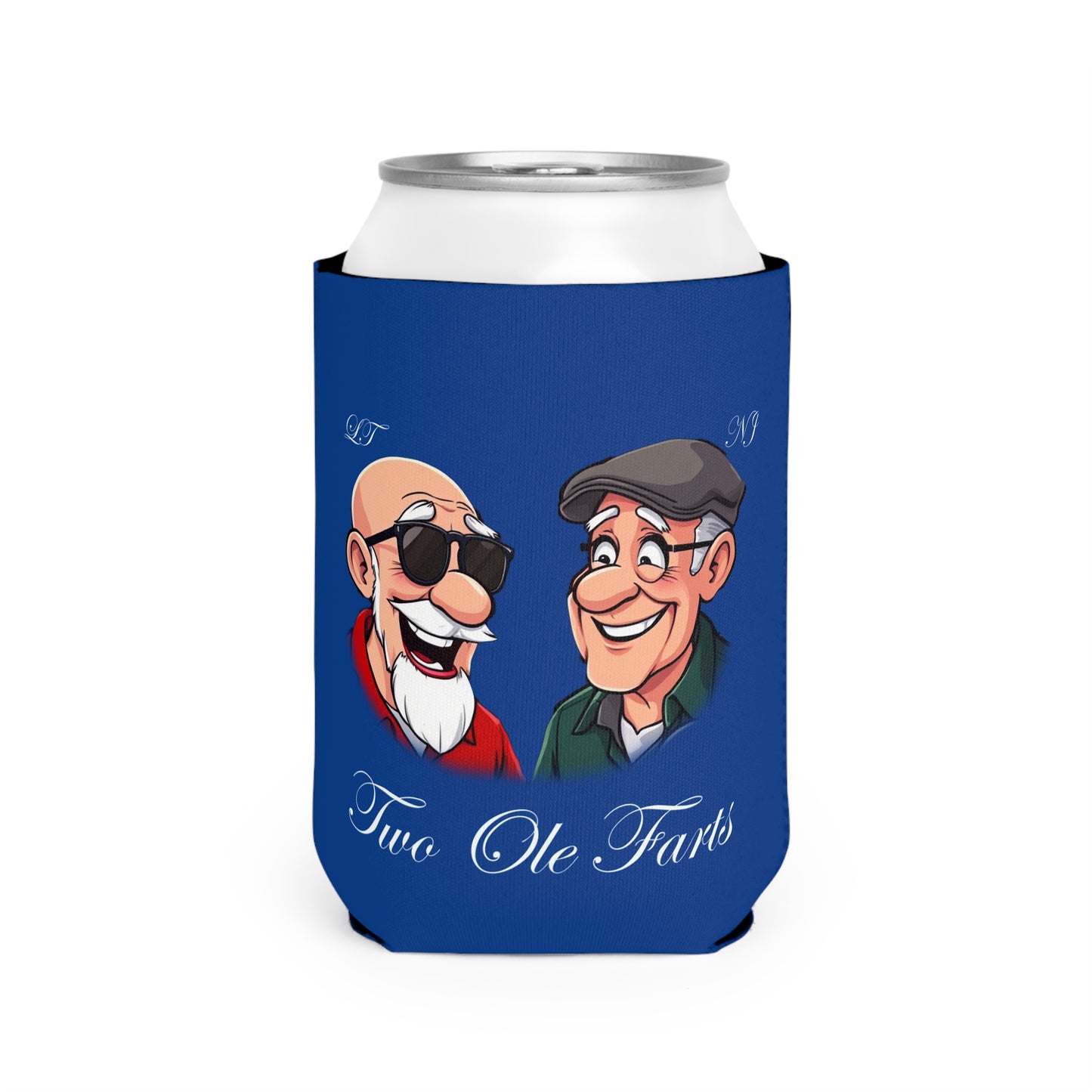 Funny Two Ole Farts Can Cooler Sleeve for Friends (Blue)